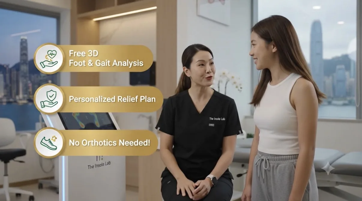 The Insole Lab specialist explaining a 3D foot scan to a Hong Kong customer