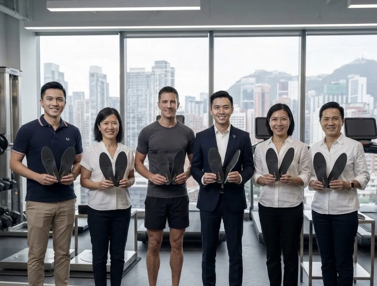 The Insole Lab Hong Kong partner team and customers presenting premium insoles